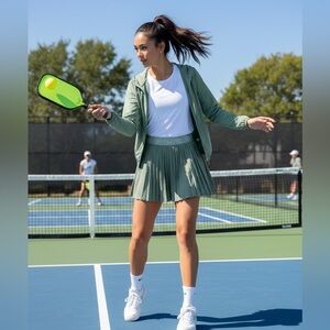 Aerie Offline Green Pleated Skort Athleisure Athletic Tennis Golf Skirt L